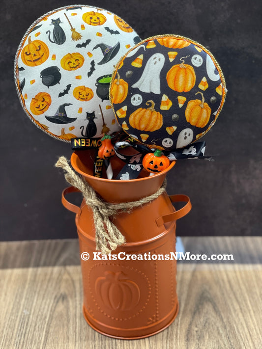 Halloween Fabric Lollipop Set | Pumpkin & Ghost Halloween Picks | Primitive Halloween Decor | Tiered Tray Decor | Bowl Fillers | Handmade Halloween Decorations