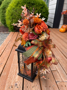 Fall Floral Lantern Swag, Autumn Table Centerpiece, KatsCreationsNMore