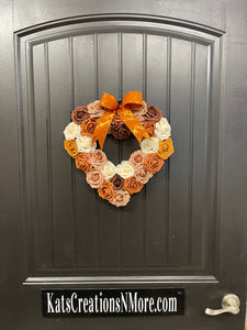 Fall Rose Heart Shaped Wreath, KatsCreationsNMore