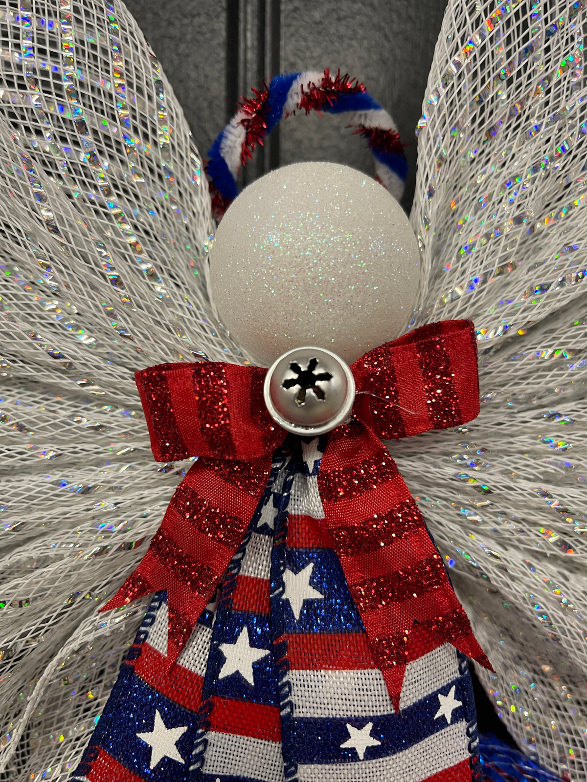 Limited Edition Patriotic Angel – America 250th Anniversary Decor, Liberty Angel Wreath Attachment, Red White Blue Deco Mesh Angel, 4th of July Door Decor, Faith Limited Edition Angel, KatsCreationsNMore