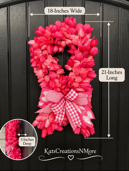 Breast Cancer Tulip Awareness Ribbon Wreath, KatsCreationsNMore