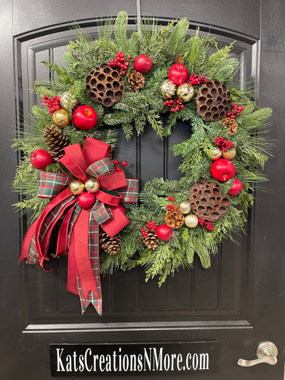 Christmas at the Orchard | 26-Inch Handmade Evergreen Christmas Wreath