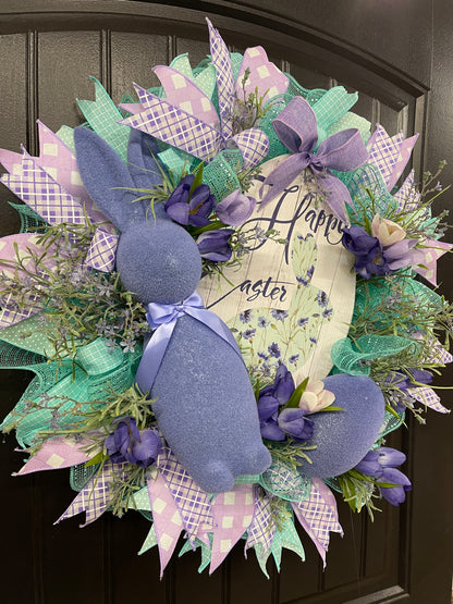 Flocked Bunny Easter Wreath