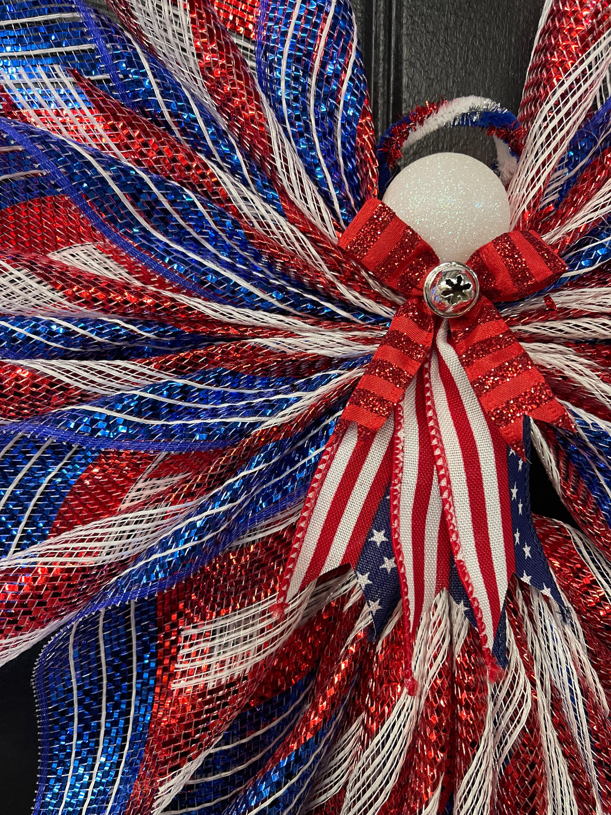 Liberty Patriotic Limited Edition Deco Mesh Angel Tree Topper, America’s 250th Birthday Celebration Front Door Decor, KatsCreationsNMore