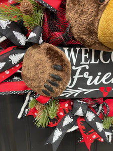 Beary Christmas Welcome Wreath, Mountain Cabin Decor, KatsCreationsNMore