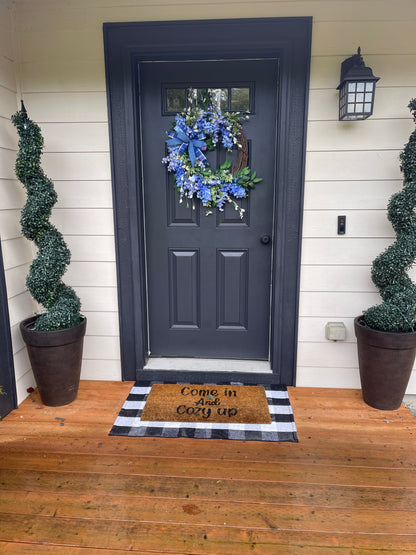 Spring Blue Hyacinth and Wisteria Grapevine Wreath, Mothers Day, Gift for Her, KatsCreationsNMore