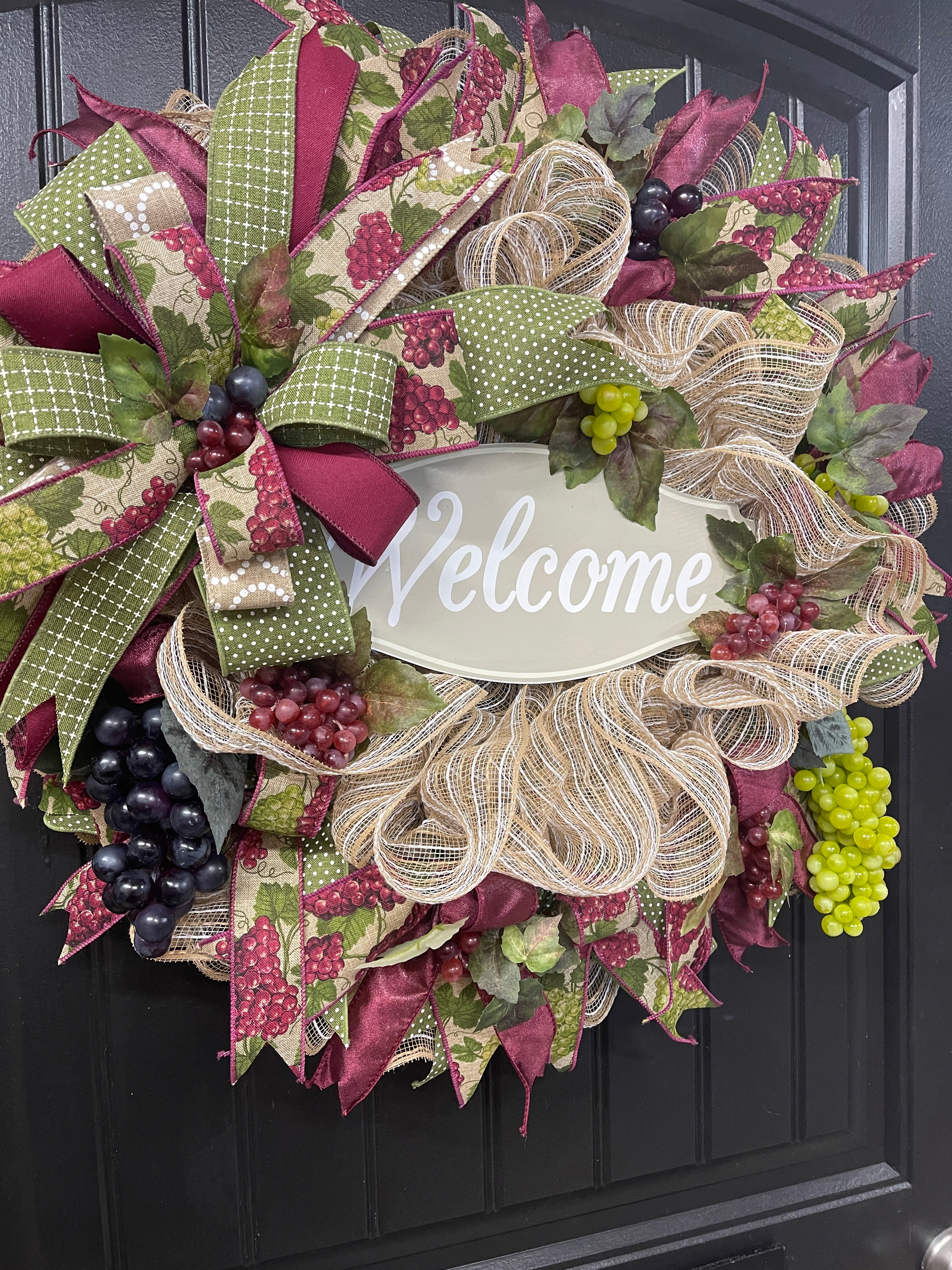 Winery Welcome Wreath, Tuscan Vineyard Front Door Decor, KatsCreationsNMore