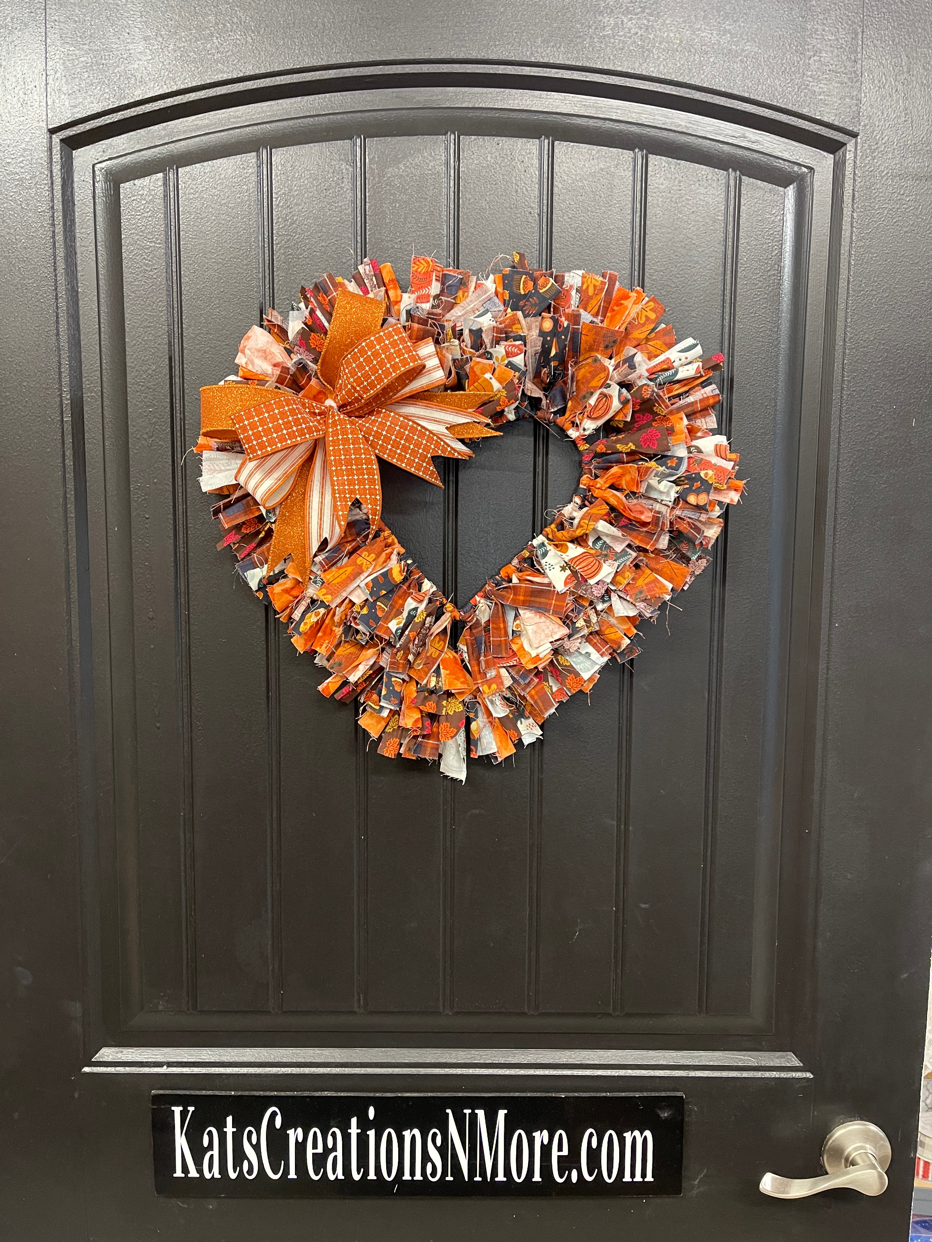 Fall Primitive Rag Wreath, Autumn Country Front Door Decor, KatsCreationsNMore