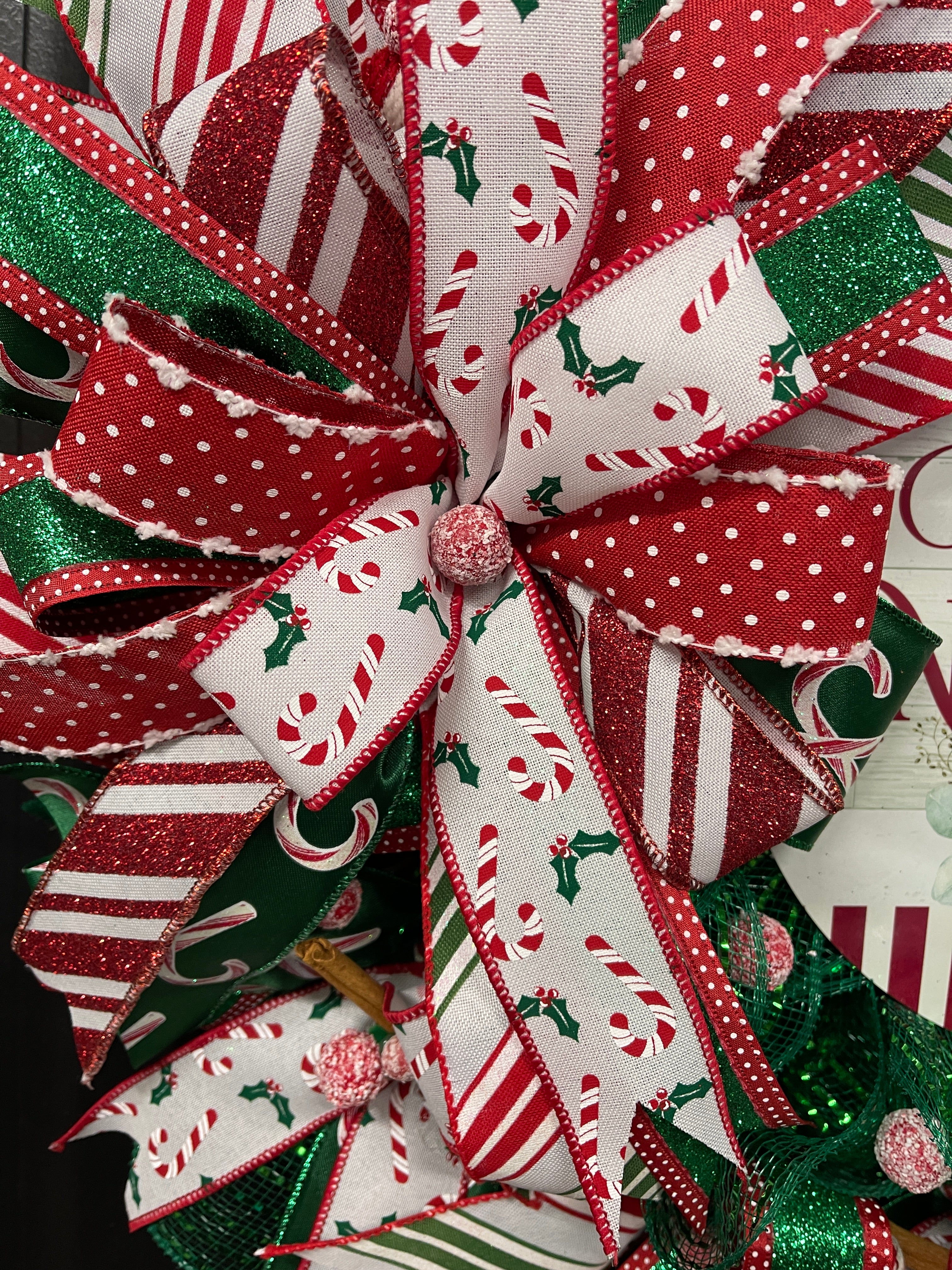 Feliz Navidad Candy Cane Wreath, Hispanic Christmas Front Door Decor, KatsCreationsNMore