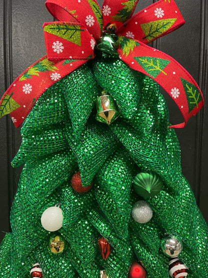 Traditional Christmas Tree Wreath, Holiday Front Door Decor, KatsCreationsNMore