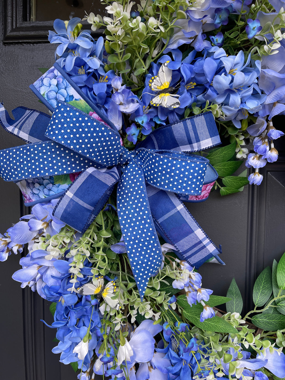 Spring Blue Hyacinth and Wisteria Grapevine Wreath, Mothers Day, Gift for Her, KatsCreationsNMore