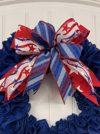 Primitive Country Burlap Wreath, Patriotic Holiday Front Door Decor, Everyday Wreath for Front Door, KatsCreationsNMore
