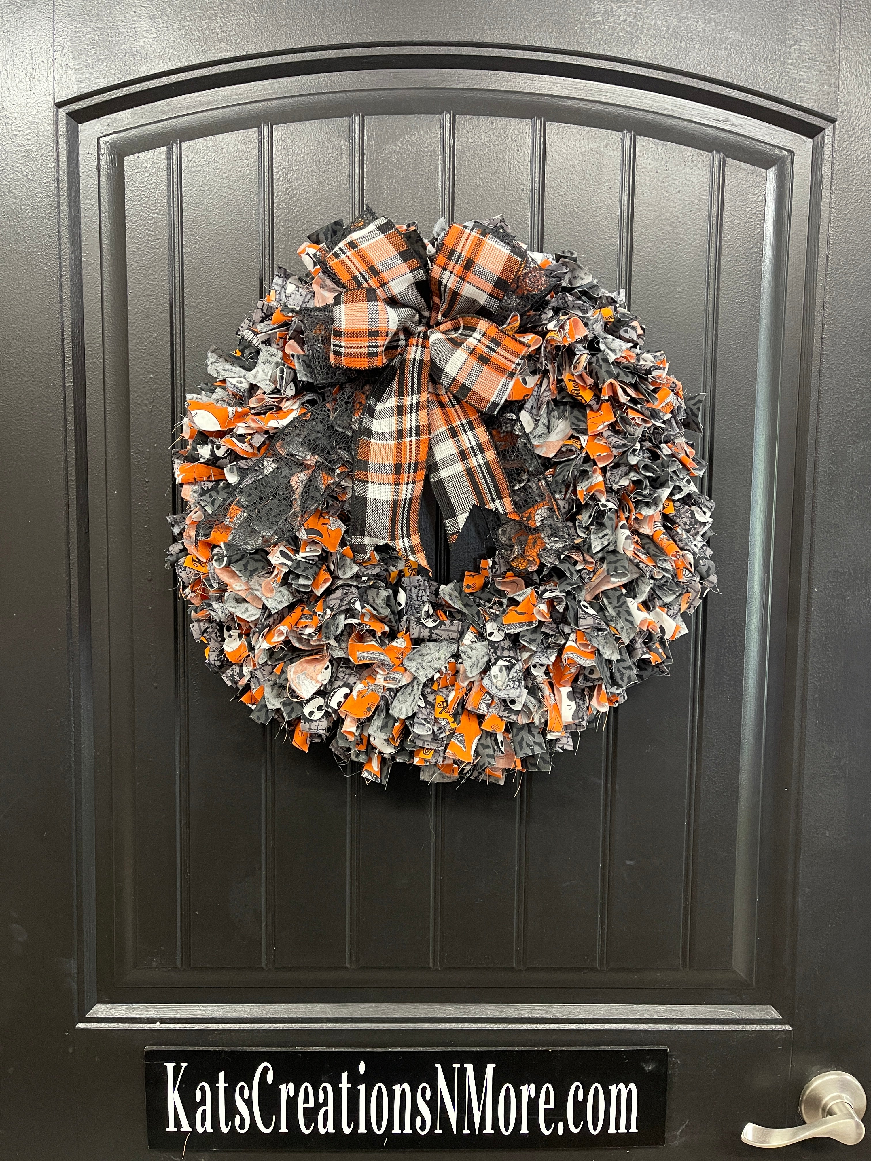 Nightmare Before Christmas Halloween Themed Rag Wreath, KatsCreationsNMore