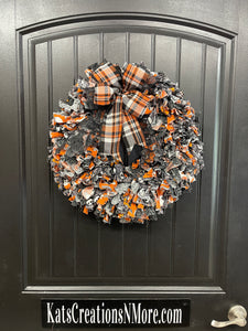 Nightmare Before Christmas Halloween Themed Rag Wreath, KatsCreationsNMore