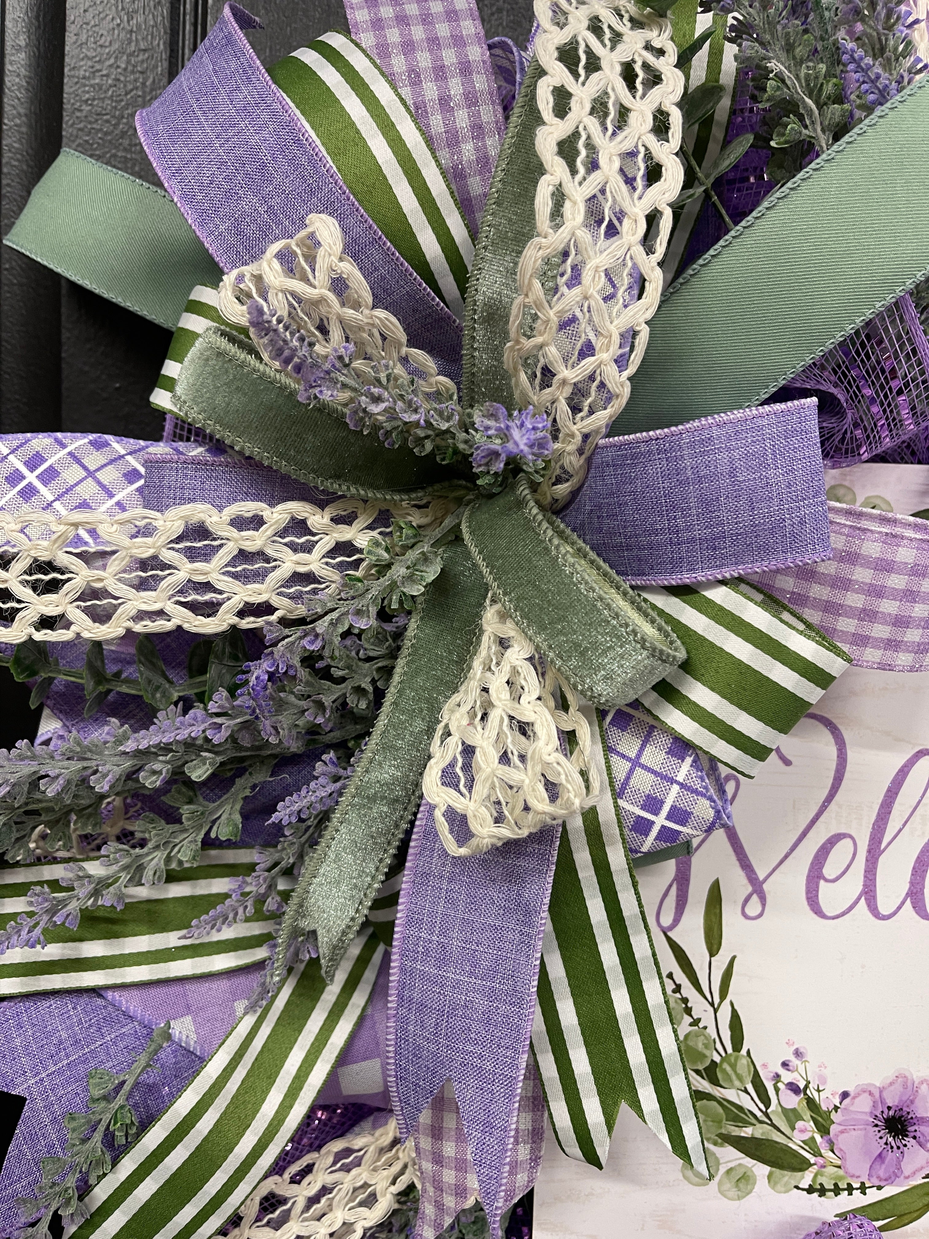 Lavender and Sage Welcome Wreath, Everyday Front Door Decor, KatsCreationsNMore