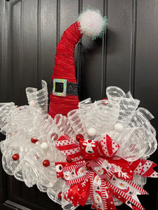 Santa’s Hat Wreath, Christmas Front Door Decor, KatsCreationsNMore