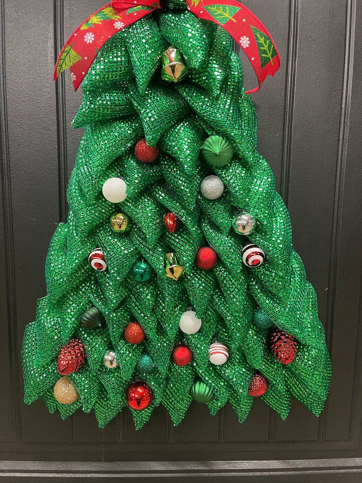 Traditional Christmas Tree Wreath, Holiday Front Door Decor, KatsCreationsNMore