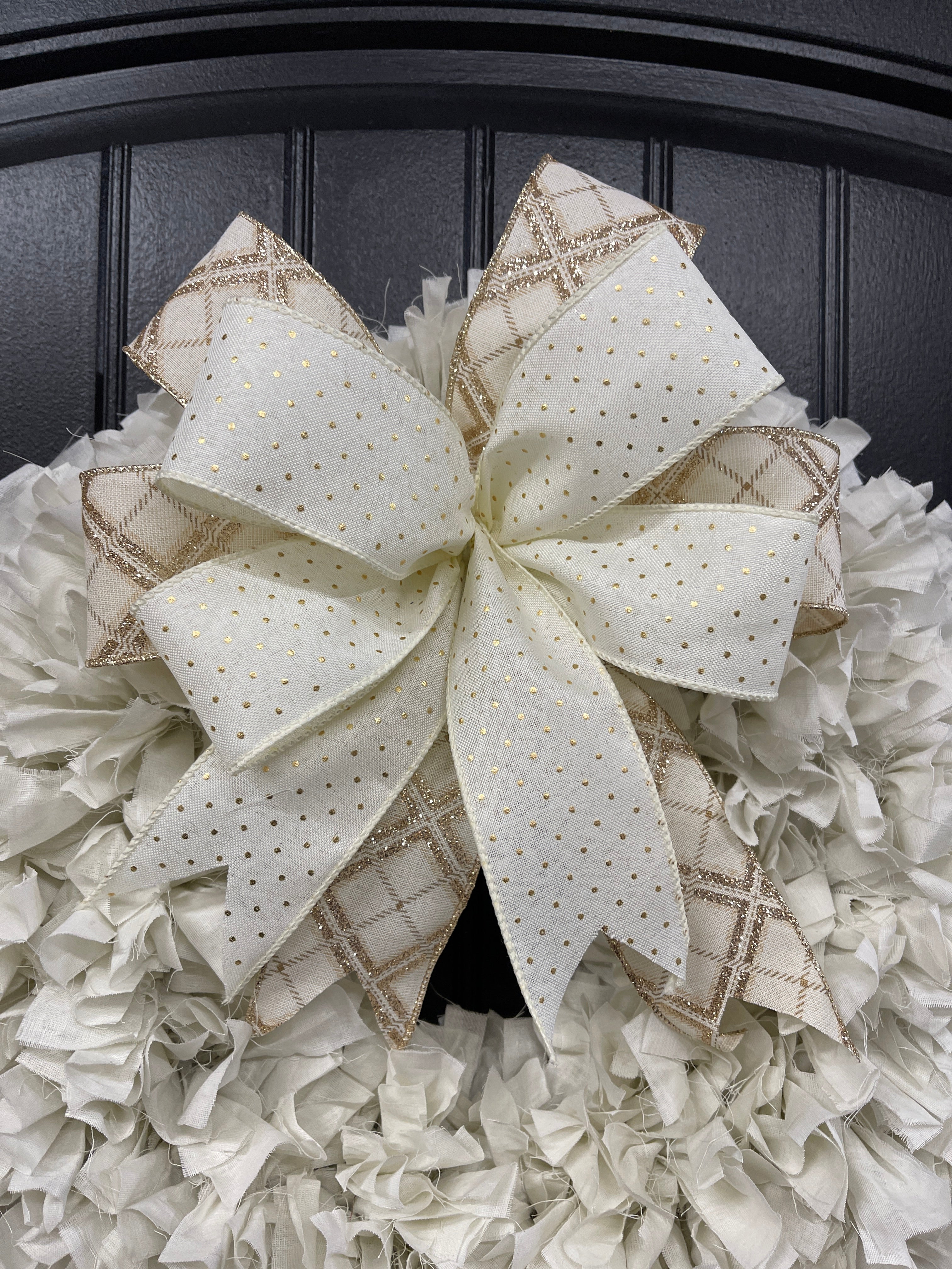 White Muslin Rag Wreath, Rustic Wedding Decoration, Farmhouse Front Door Decor, KatsCreationsNMore