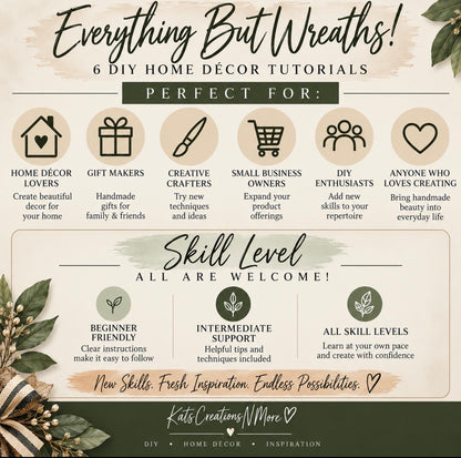 Everything But Wreaths | 6 DIY Home Decor Video Tutorials Digital Bundle