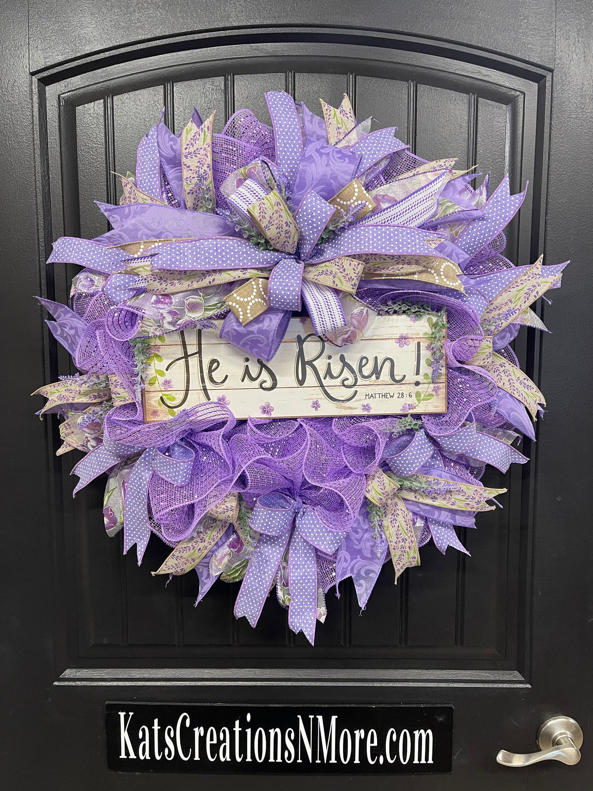 He is Risen Wreath, Religious Spring Front Door Decor, KatsCreationsNMore