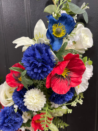 Patriotic Floral Hoop Wreath