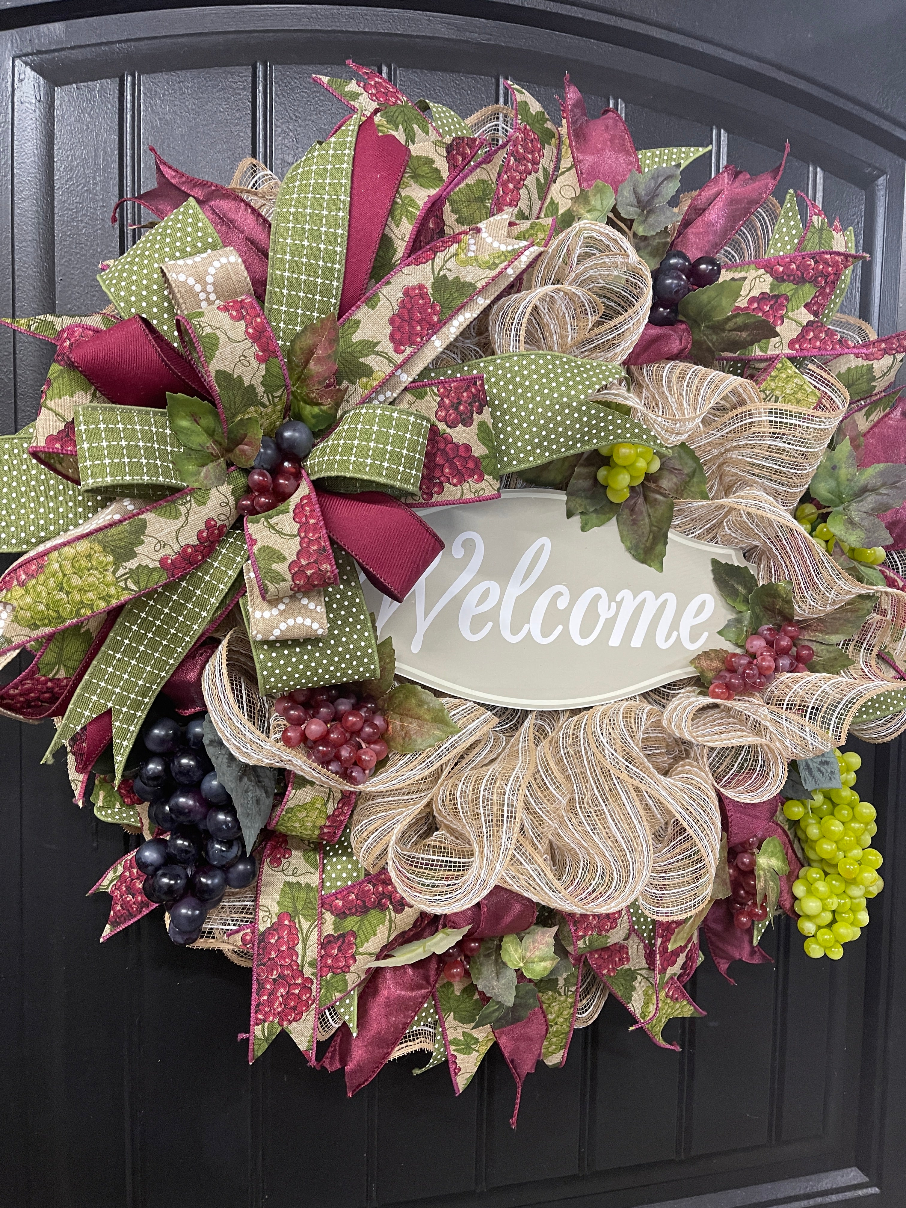 Winery Welcome Wreath, Tuscan Vineyard Front Door Decor, KatsCreationsNMore