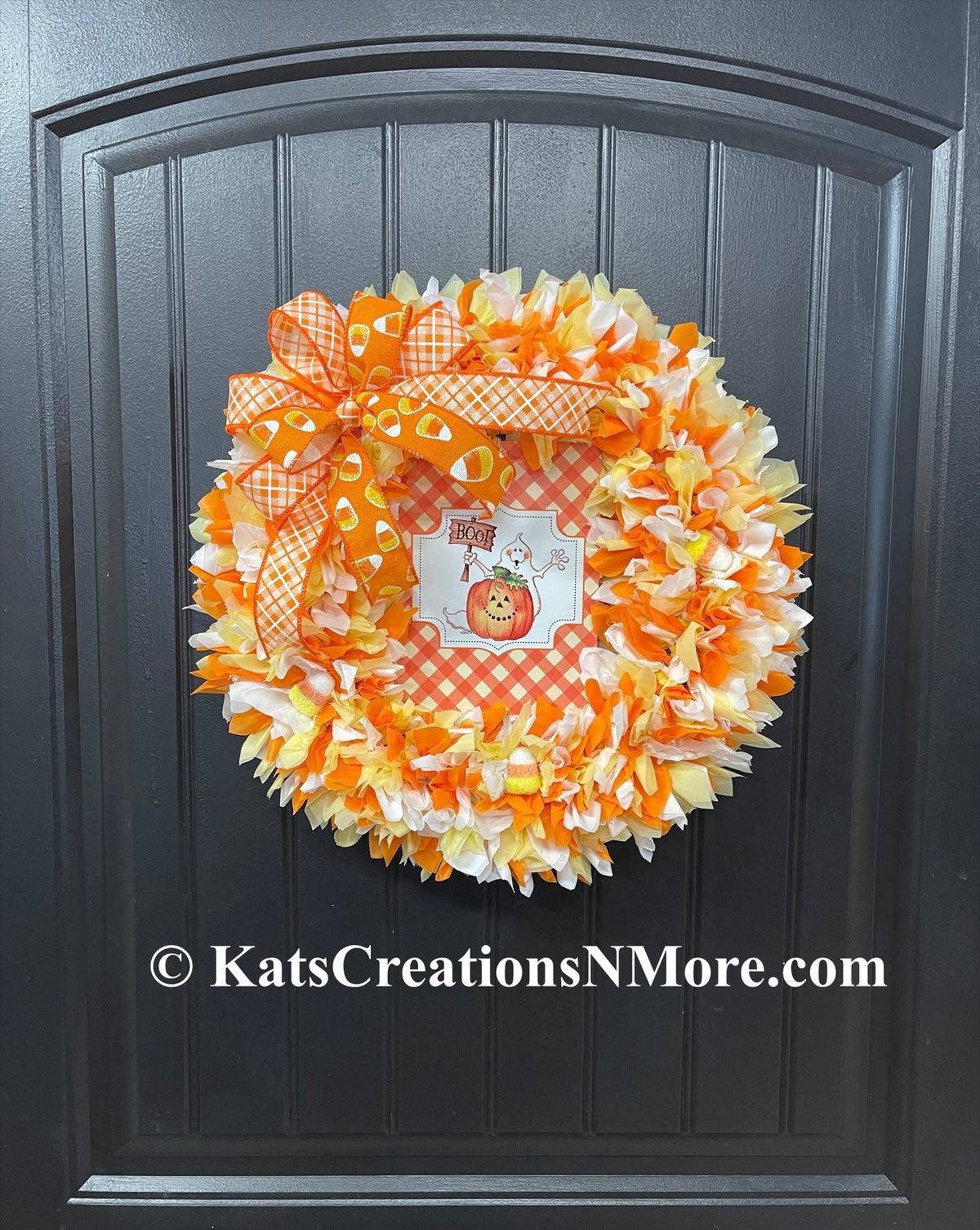 Halloween Boo Ghost Candy Corn Wreath, KatsCreationsNMore