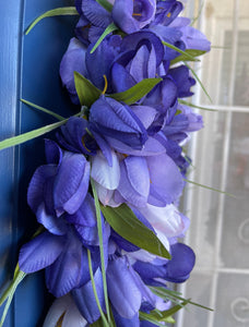 Purple Tulip Wreath, Spring Floral Front Door Decor