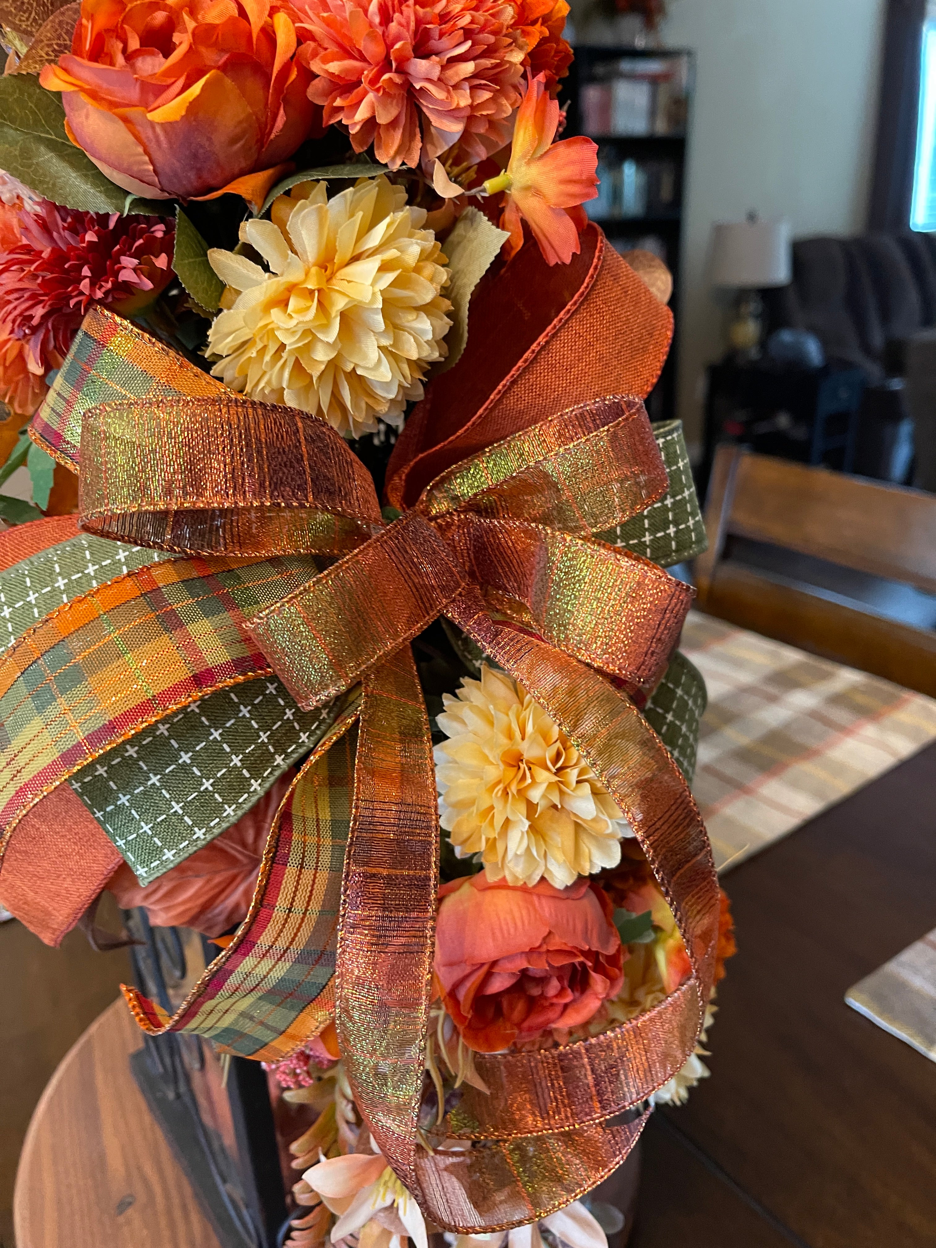 Fall Floral Lantern Swag, Autumn Table Centerpiece, KatsCreationsNMore