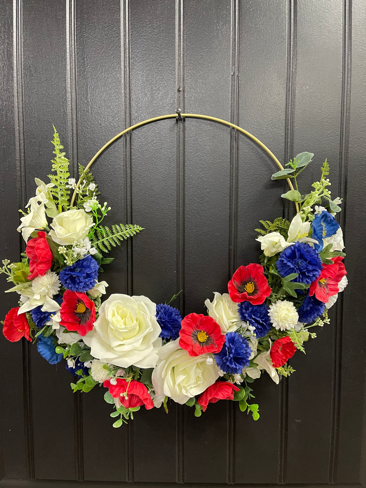 Patriotic Floral Hoop Wreath