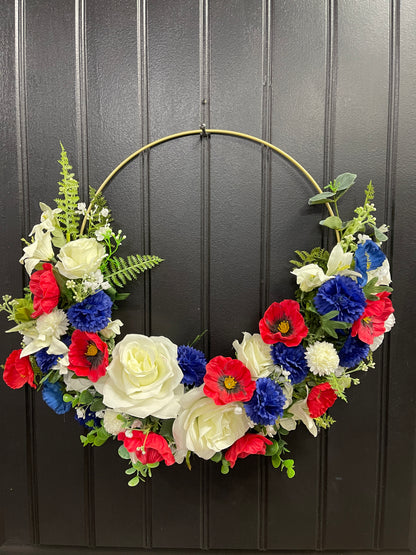 Patriotic Floral Hoop Wreath