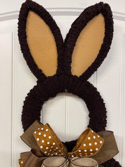 Chocolate Chenille Bunny Wreath