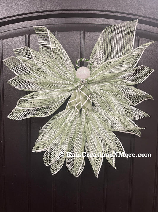 Spring Angel Tree Topper, Limited Edition Sage and Cream Angel Decor, KatsCreationsNMore