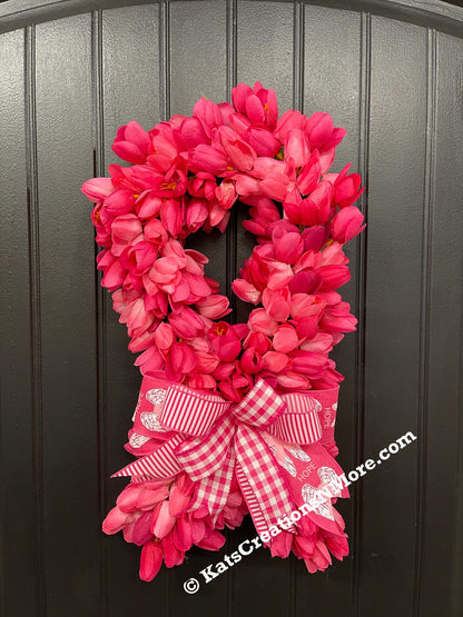 Breast Cancer Tulip Awareness Ribbon Wreath, KatsCreationsNMore