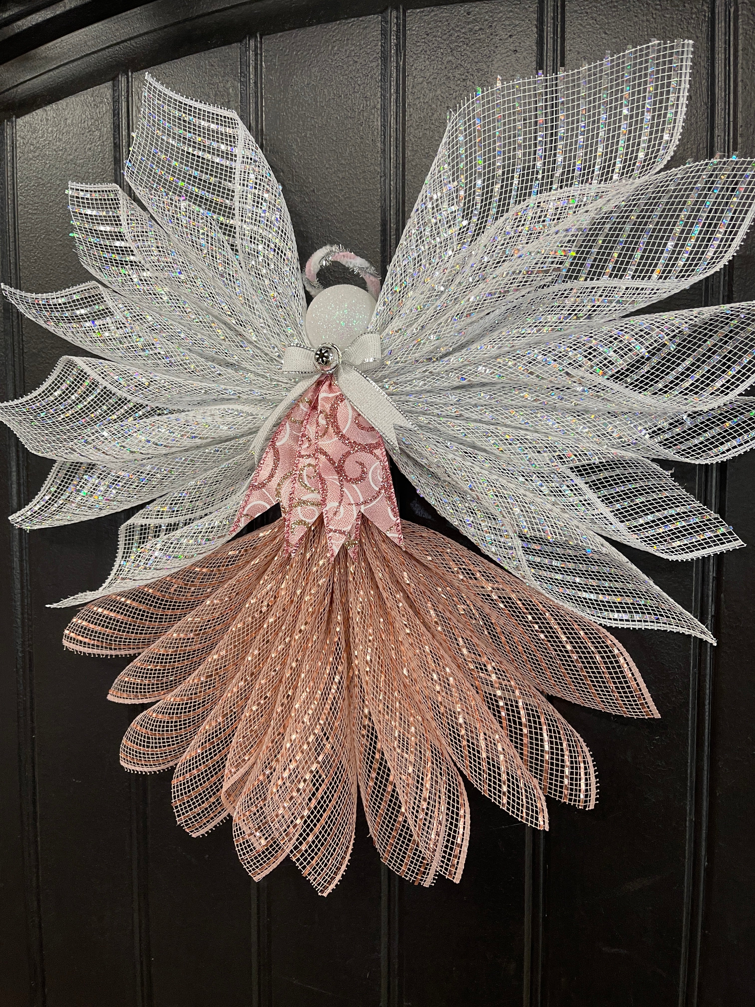 Rose Gold Christmas Angel Tree Topper, Guardian Angel, Graveside Memorial, KatsCreationsNMore