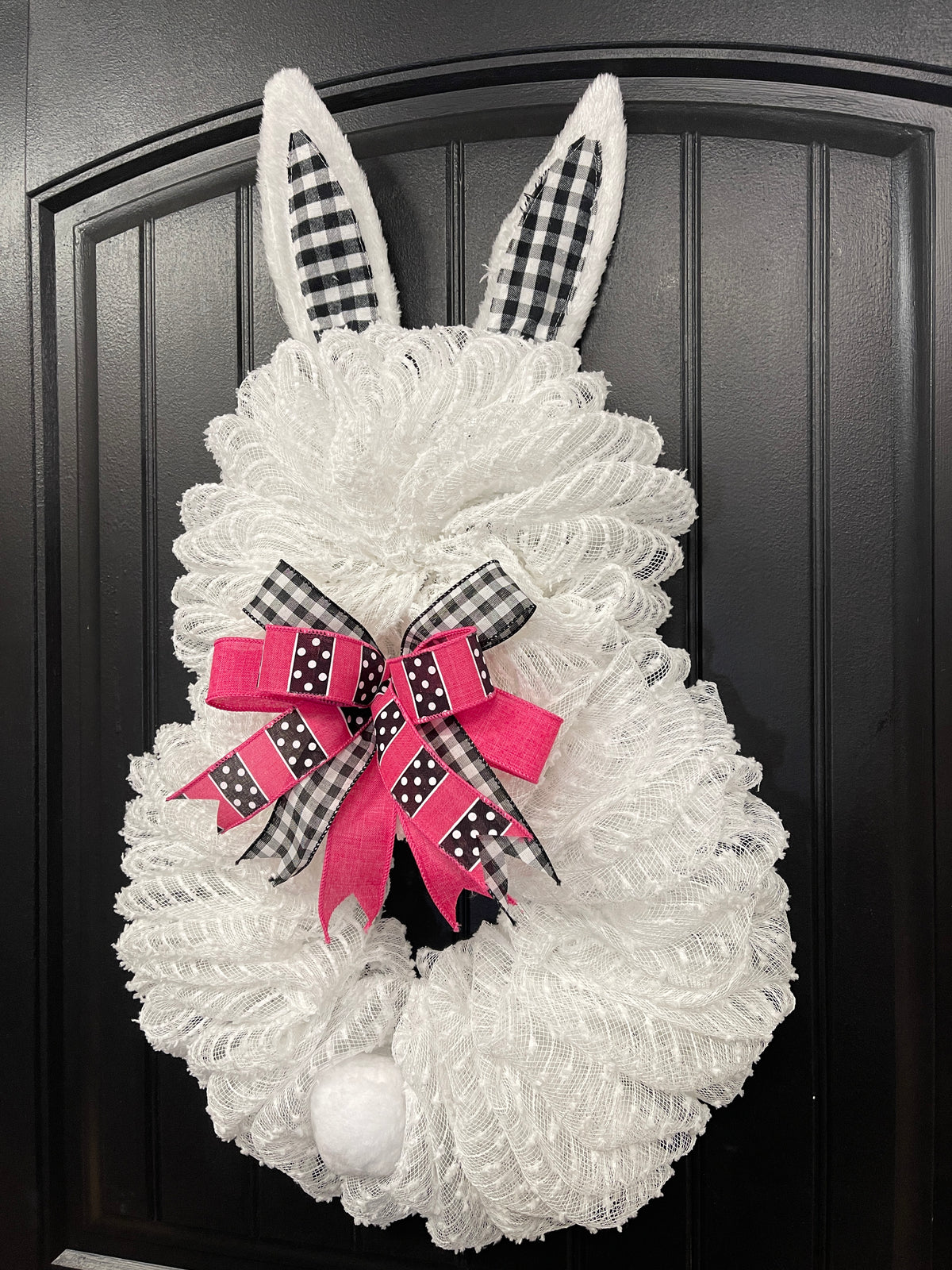 White Bunny Rabbit 2 Ways Wreath for Front Door, Spring Easter Everyday Decoration, KatsCreationsNMore