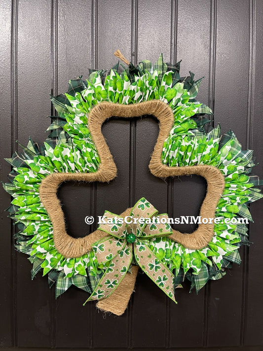Shamrock St. Patrick’s Day Rustic Wreath by KatsCreationsNMore