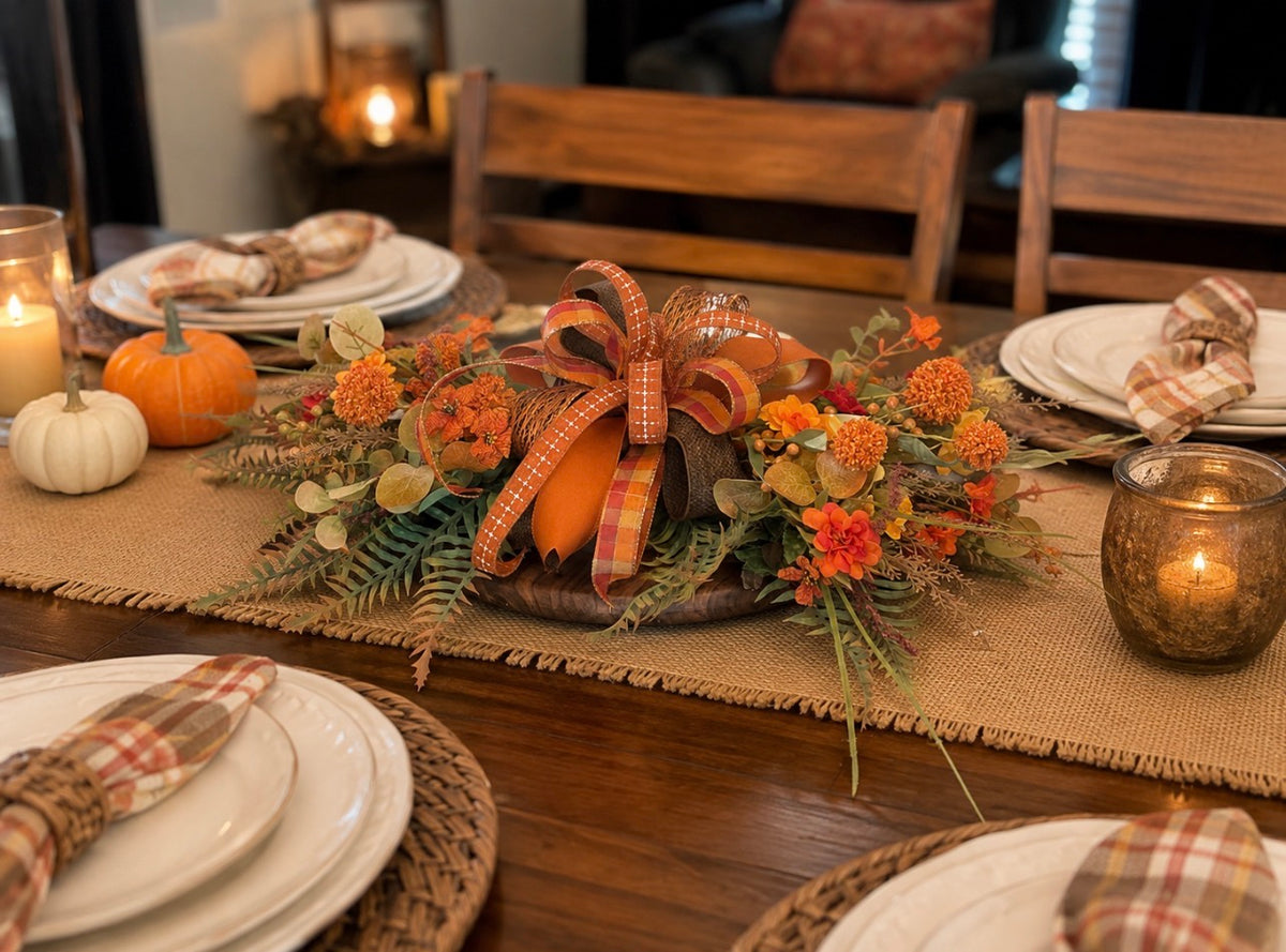 Fall Lantern Swag, Autumn Floral Swag, Fall Lantern Decor, Orange Fall Decor, Thanksgiving Table Decor, Fall Centerpiece