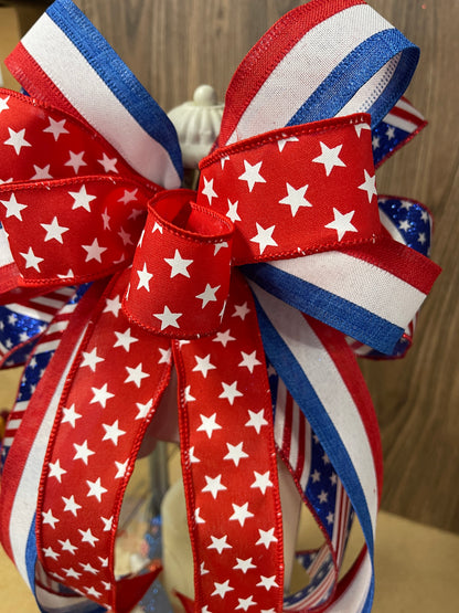 Patriotic Red White And Blue Bow Set, Americana Lantern Bow, Mailbox Bow, 4th Of July Decor, Patriotic Front Door Bow, Summer Decor, KatsCreationsNMore