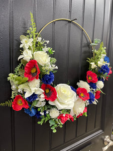 Patriotic Floral Hoop Wreath