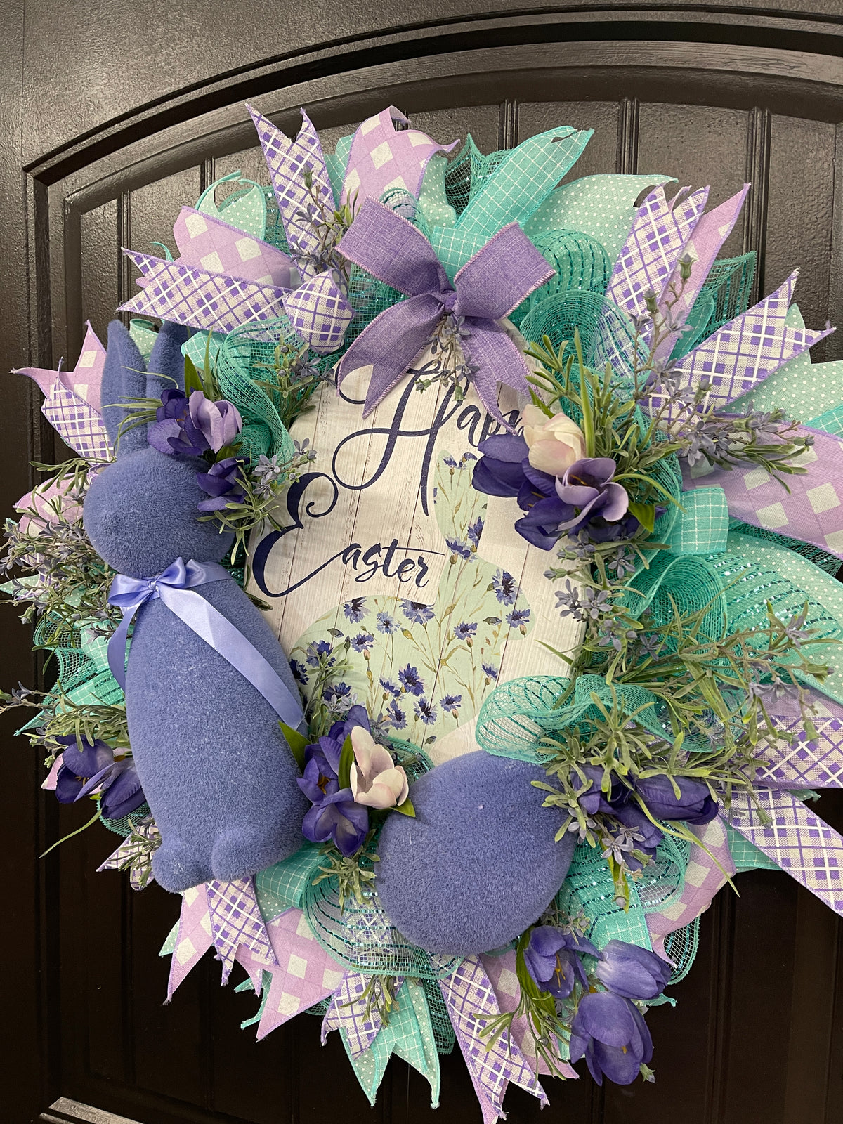 Flocked Bunny Easter Wreath