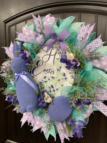 Flocked Bunny Easter Wreath