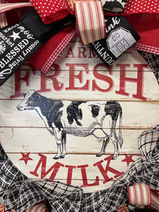 Farm Fresh Milk Cow Wreath, KatsCreationsNMore