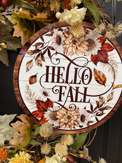 Fall Pumpkin & Floral Grapevine Wreath – Warm Autumn Harvest Door Decor, KatsCreationsNMore
