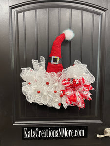 Santa’s Hat Wreath, Christmas Front Door Decor, KatsCreationsNMore