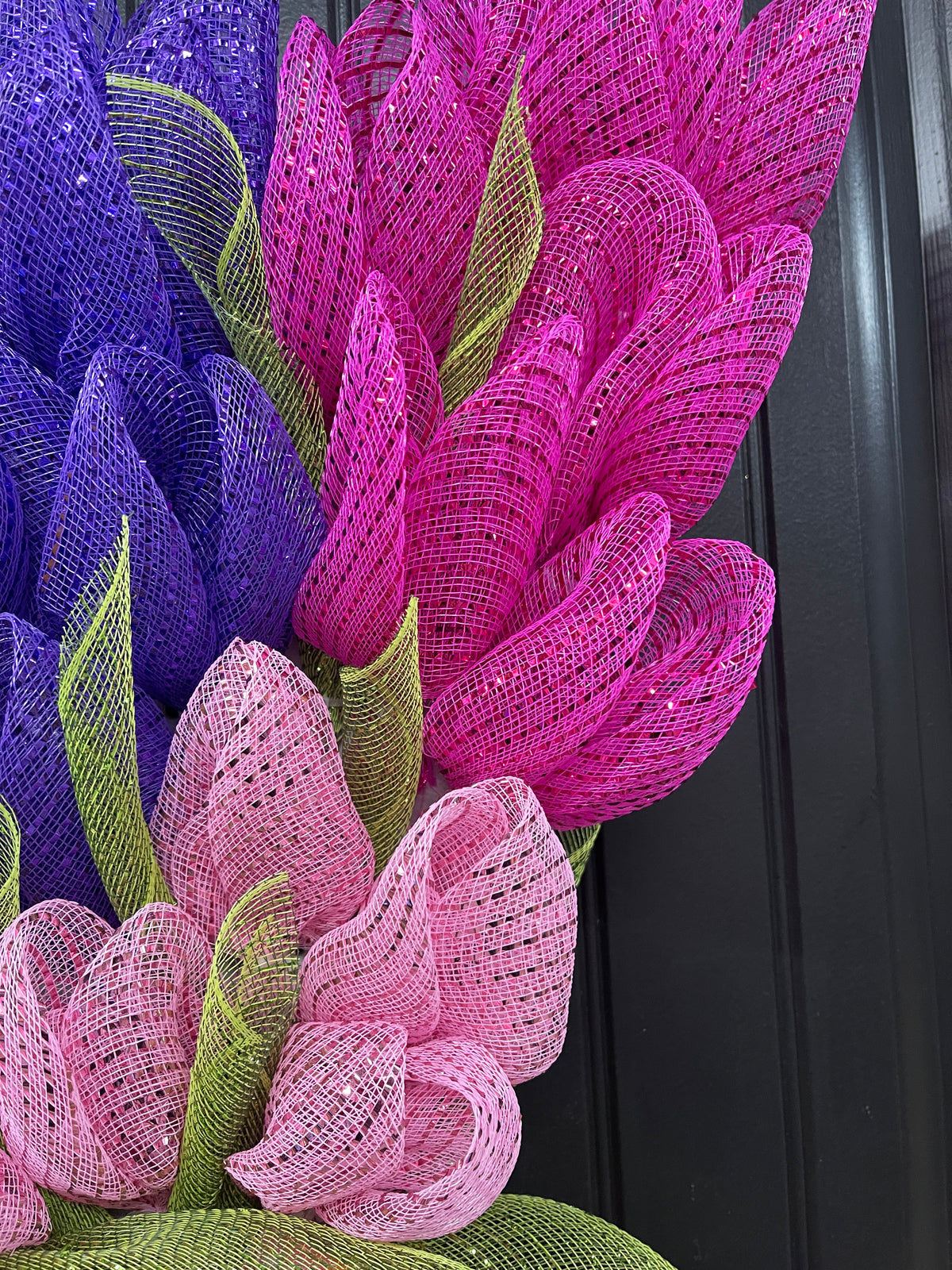 Spring Deco Mesh Tulip Bouquet Wreath, Floral Swag Front Door Decor, KatsCreationsNMore