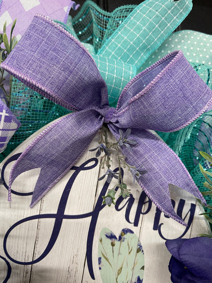 Flocked Bunny Easter Wreath
