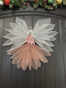 Rose Gold Christmas Angel Tree Topper, Guardian Angel, Graveside Memorial, KatsCreationsNMore