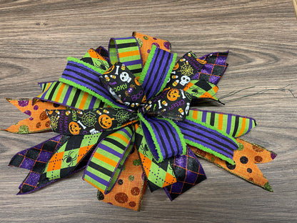 Halloween Bow Set, Mantle Bows, Carriage Light Decor, Fall Outdoor Decor, Stairway Bow Set