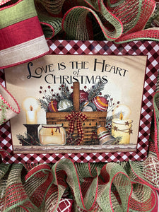 Country Christmas Wreath Love Is The Heart Of Christmas Decor by KatsCreationsNMore